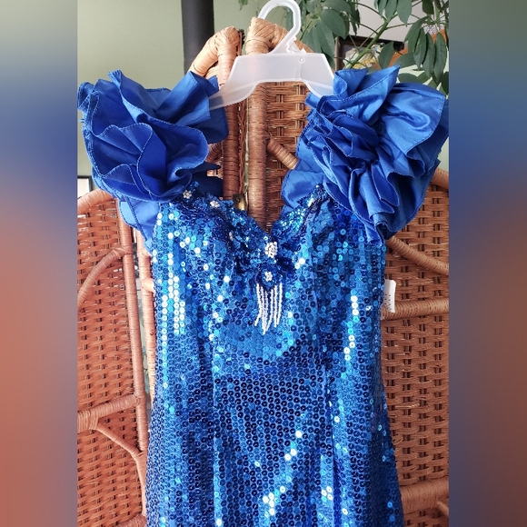 90s Gown Alyce Designs Vintage Royal Blue Homecoming Sequin Dress - Picture 2 of 8